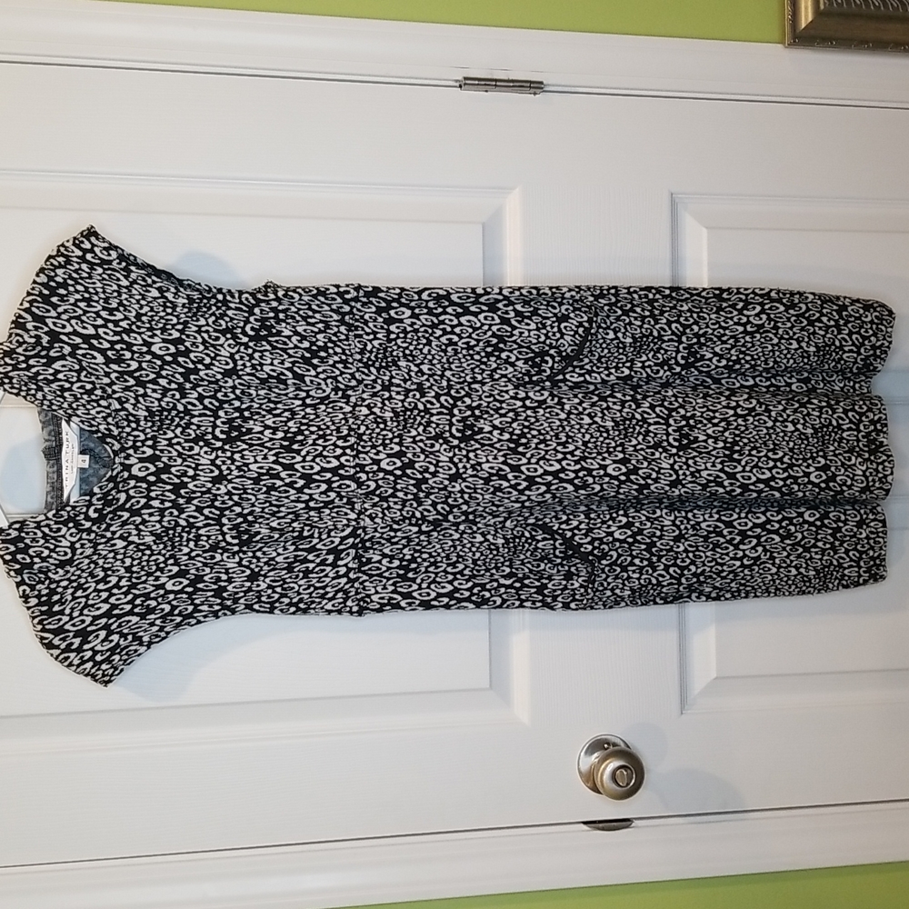 Trina Turk Black & White Sleeveless Hooded Dress Swim Cover Up, Women's Size 4